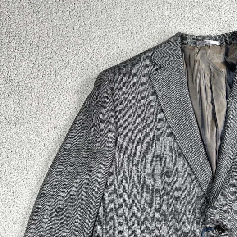 NWT Charles Tyrwhitt Wool Herringbone Blazer Men 50R Grey Classic Fit Jacket